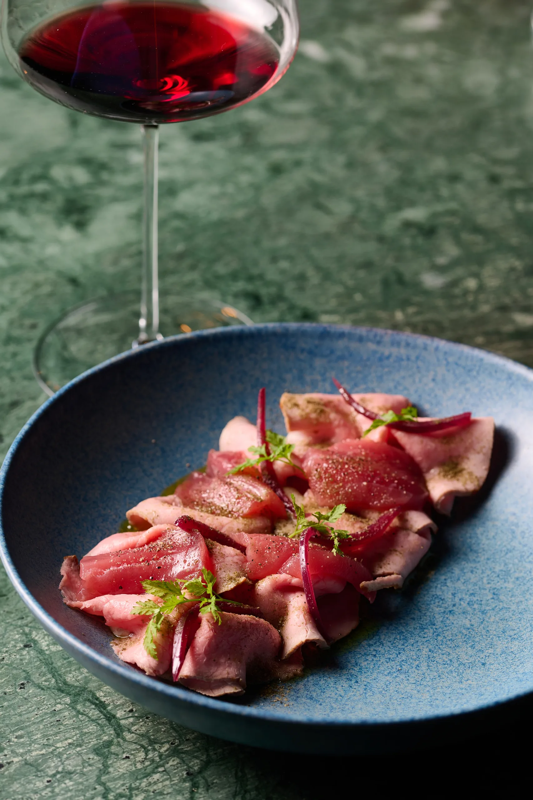 Vitello tonnato, sliced veal and tuna with creamy sauce